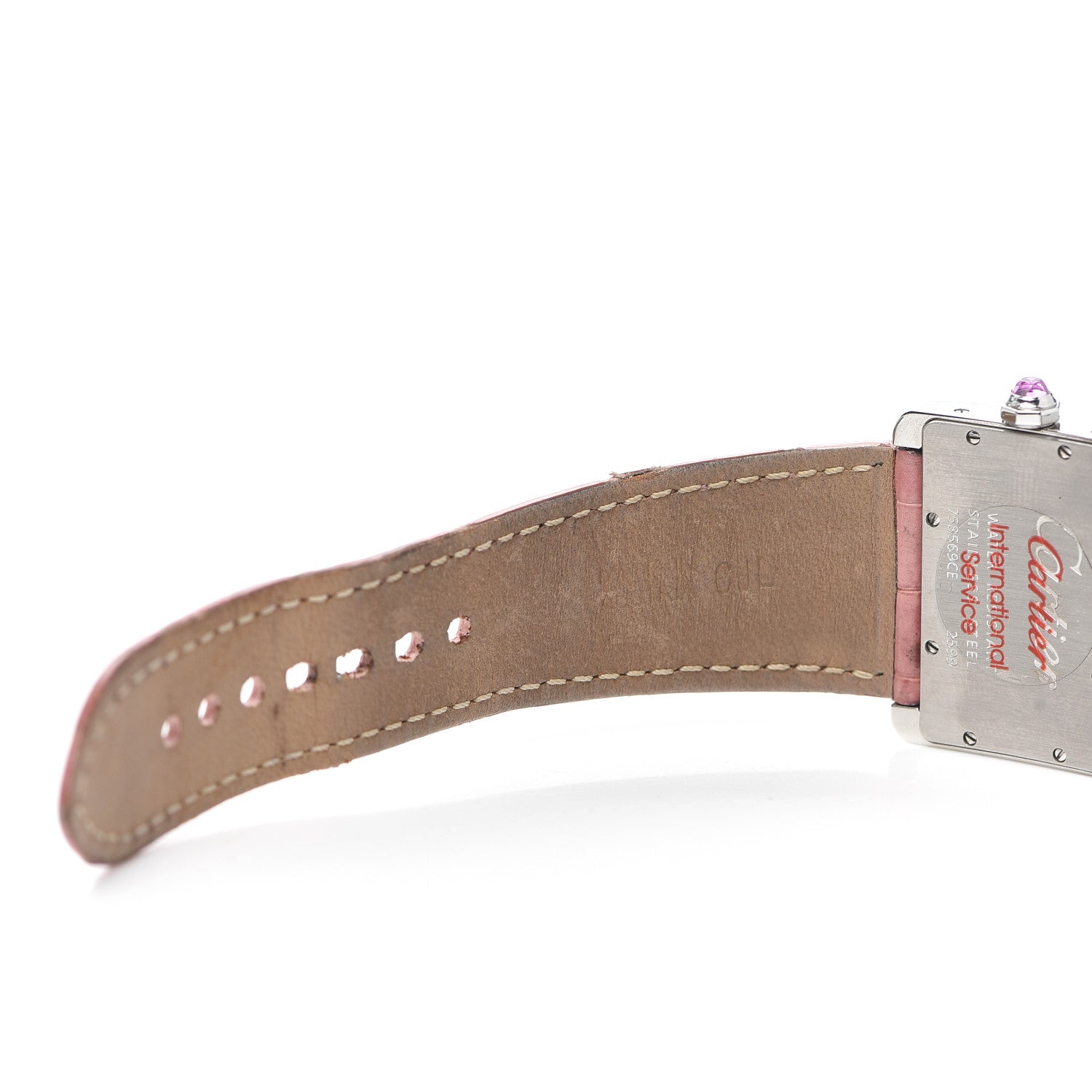 Cartier Stainless Steel Alligator 32mm Tank Divan Quartz Watch Pink 4 of 6