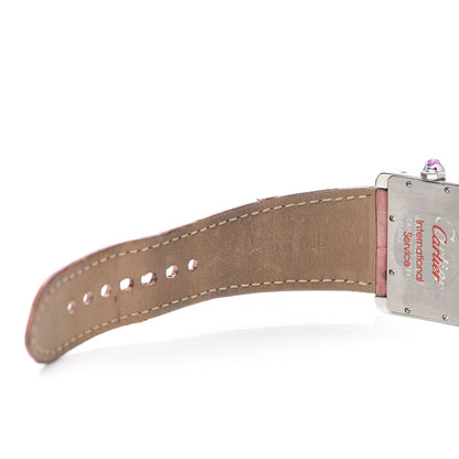 Cartier Stainless Steel Alligator 32mm Tank Divan Quartz Watch Pink 4 of 6