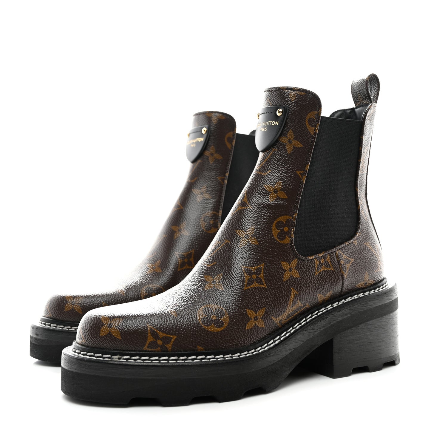 Patent Monogram LV Beaubourg Ankle Boots 36 Black