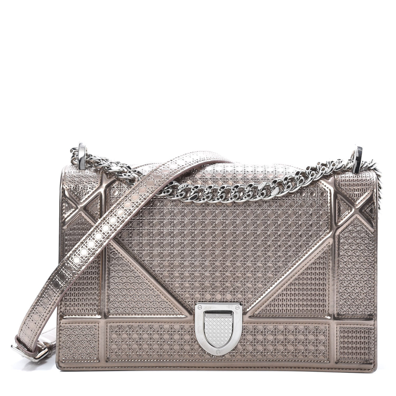 Christian Dior Metallic Patent Micro-Cannage Medium Diorama Flap Bag Pink 1 of 17