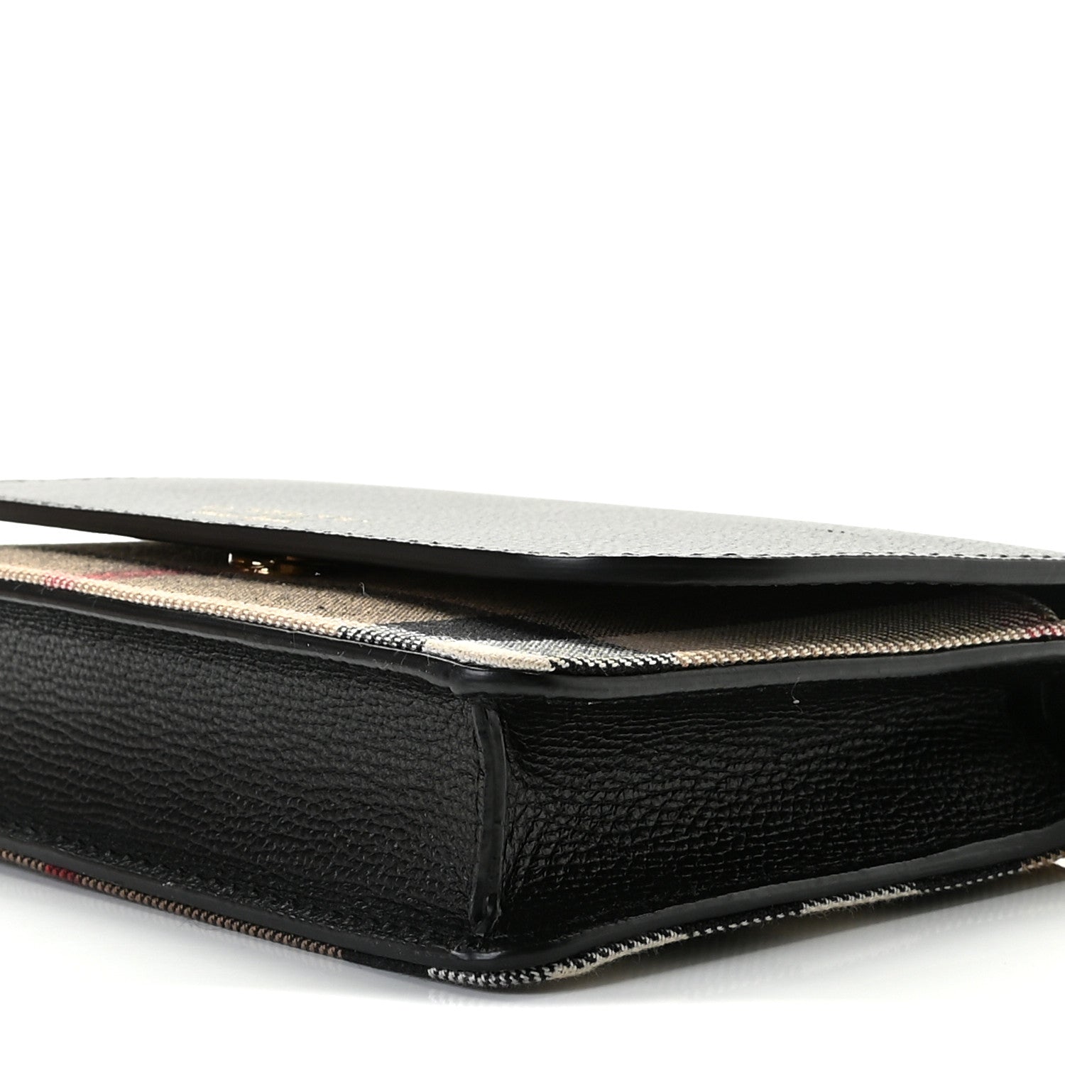 Burberry Derby Calfskin House Check Wallet On Chain Black 8 of 8
