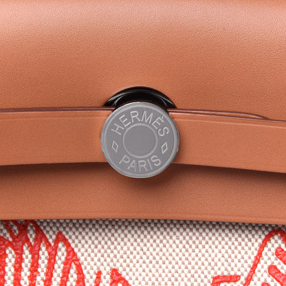 Hermes Vache Hunter Toile Pegase Pop Herbag Zip Retourne 31 PM Capucine Ecru 12 of 13