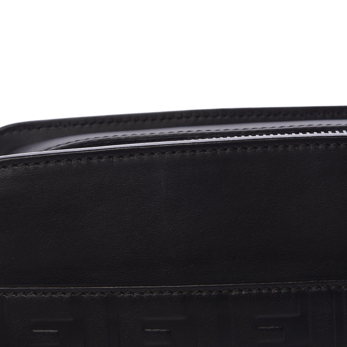 Vitello Century Grace FF Embossed Shoulder Clutch Black