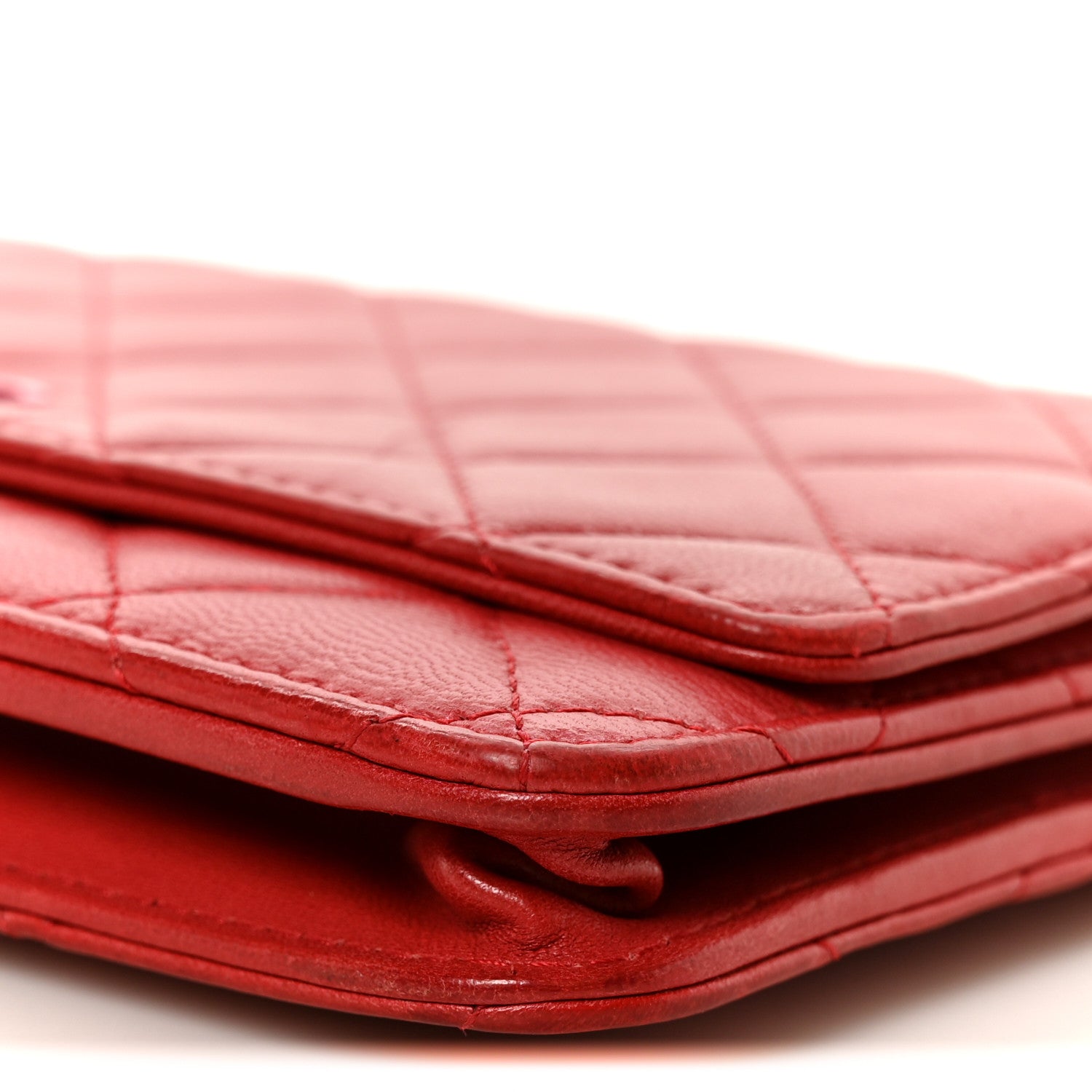 Chanel Lambskin Quilted Wallet On Chain WOC Red Pink 11 of 11