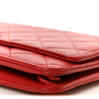 Chanel Lambskin Quilted Wallet On Chain WOC Red Pink 11 of 11
