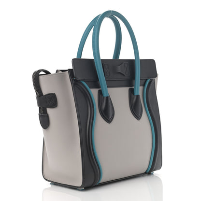 Celine Smooth Calfskin Micro Tri-Color Luggage Turquoise 2 of 12