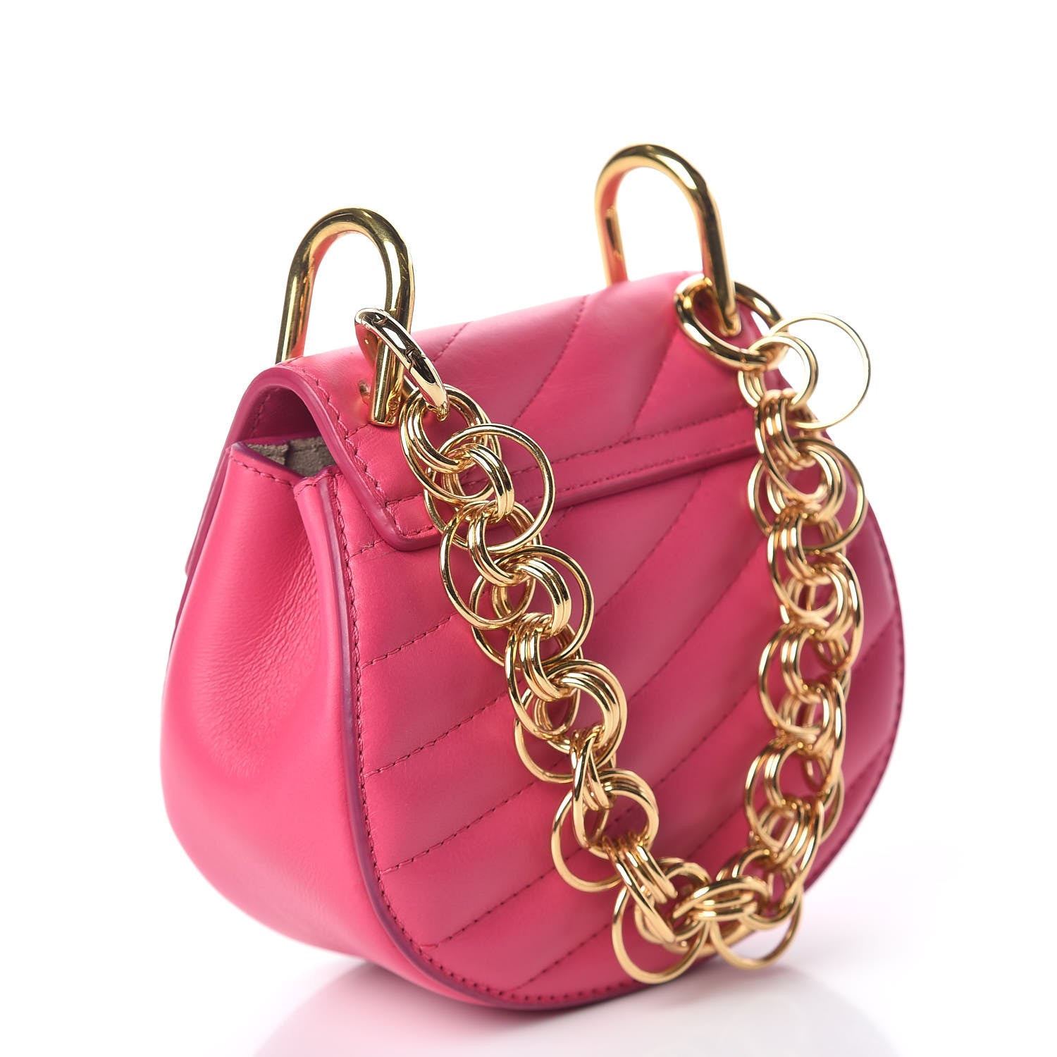 Chloe Calfskin Quilted Nano Drew Bijou Shoulder Bag Fuchsia Rose 3 of 14