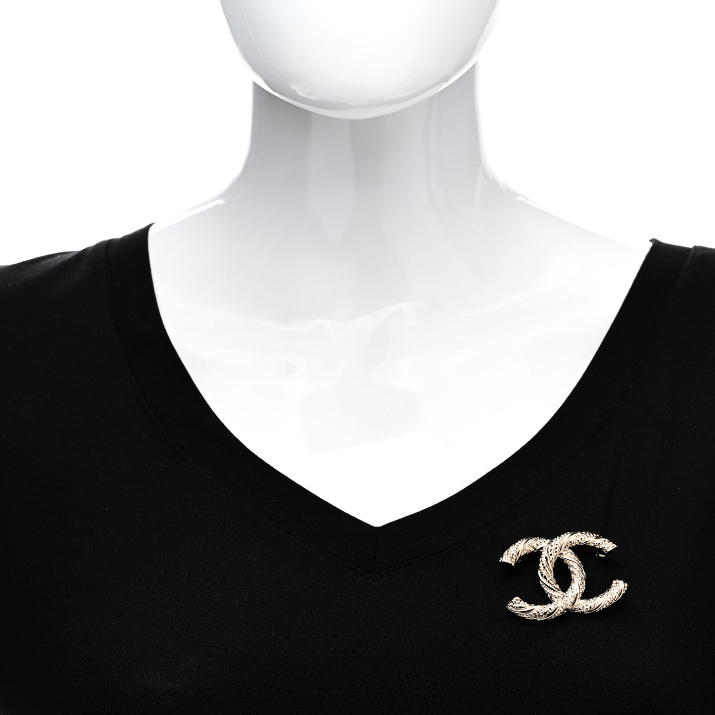 Crystal Twisted CC Brooch Light Gold