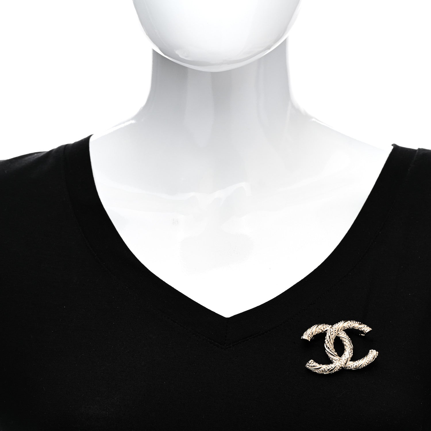 Chanel Crystal Twisted CC Brooch Light Gold 2 of 4