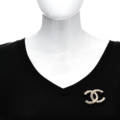 Chanel Crystal Twisted CC Brooch Light Gold 2 of 4