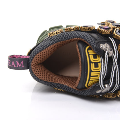 Gucci X SEGA Mesh Suede Calfskin Removable Crystals Flashtrek Sneakers 36 Loess Black Olive Green 8 of 8