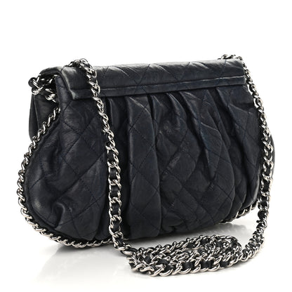 Chanel Washed Lambskin Quilted Medium Chain Around Flap Navy 3 of 9
