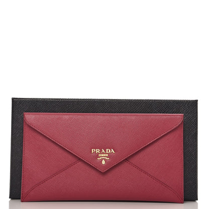 Prada Saffiano Metal Envelope Wallet Ibisco 7 of 7