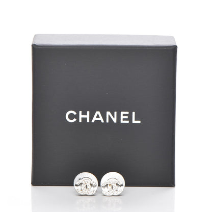 Chanel Crystal Timeless CC Earrings Silver 6 of 6