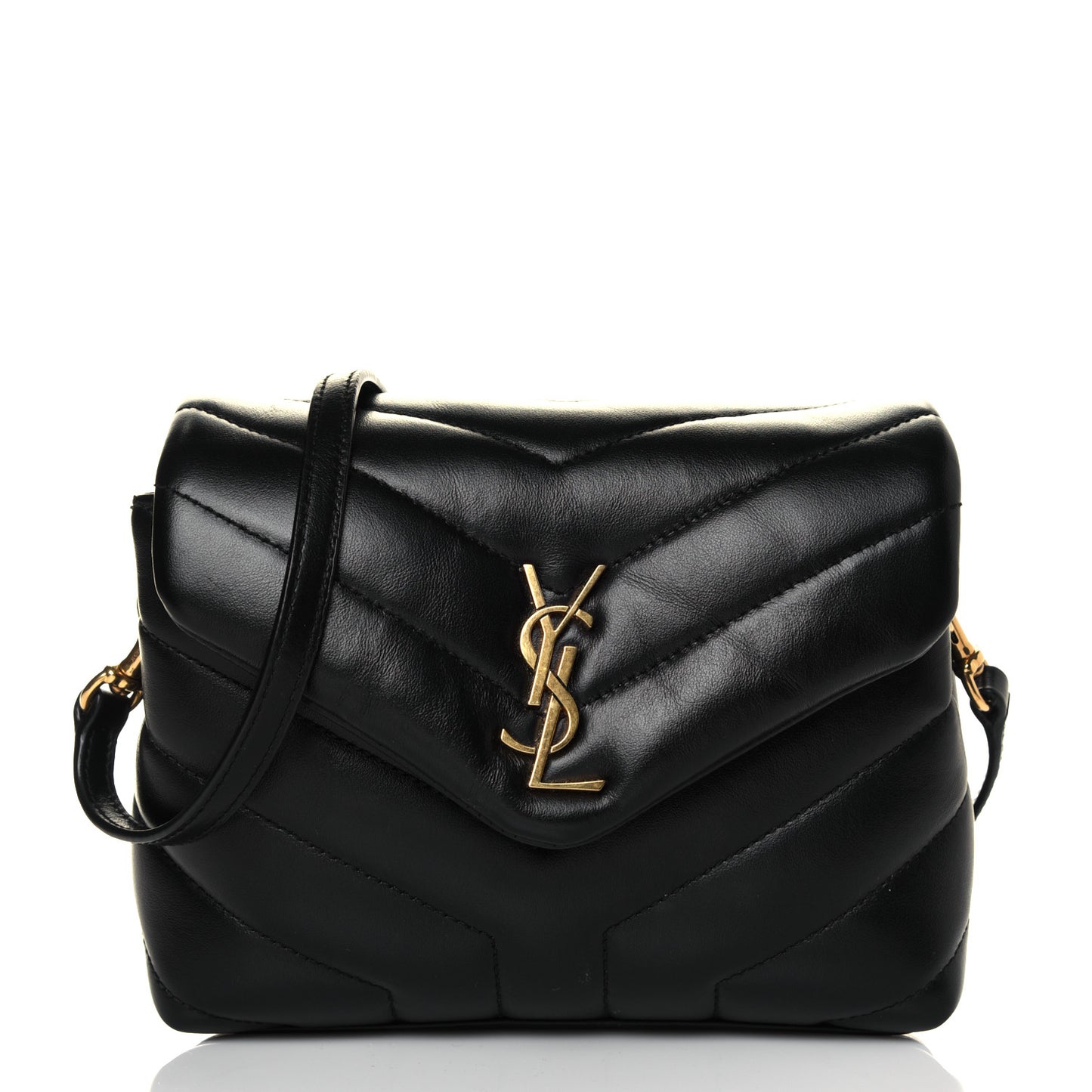 Calfskin Y Quilted Monogram Toy Loulou Crossbody Bag Black