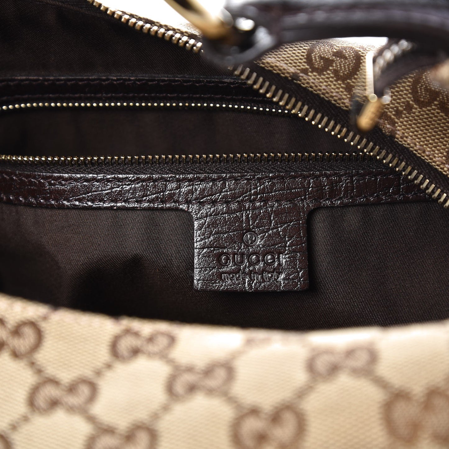 Monogram Medium Horsebit Chain Hobo Dark Brown