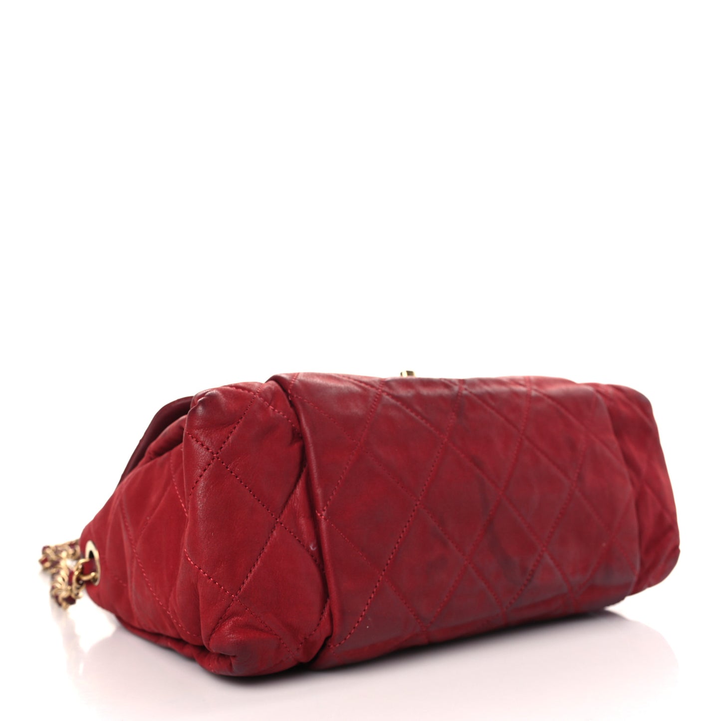 Iridescent Calfskin Quilted Chic Quilt Flap Red