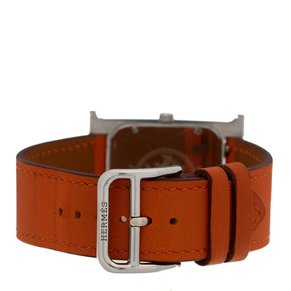 Hermes Stainless Steel Swift 26mm Heure H Hour Quartz Watch Orange 3 of 5