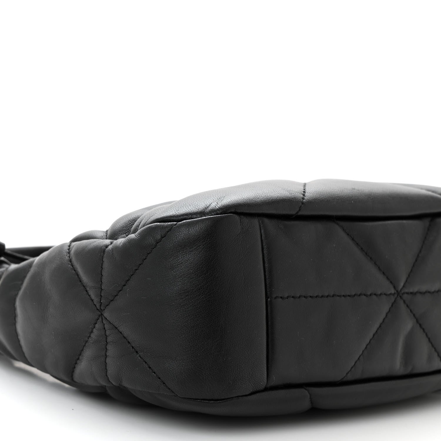 Prada Nappa Triangle Stitched Mini Zippered Hobo Bag Black 9 of 10