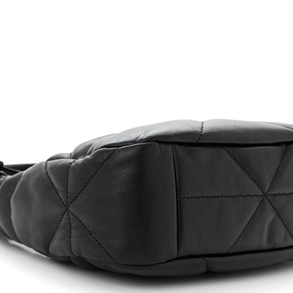 Prada Nappa Triangle Stitched Mini Zippered Hobo Bag Black 9 of 10