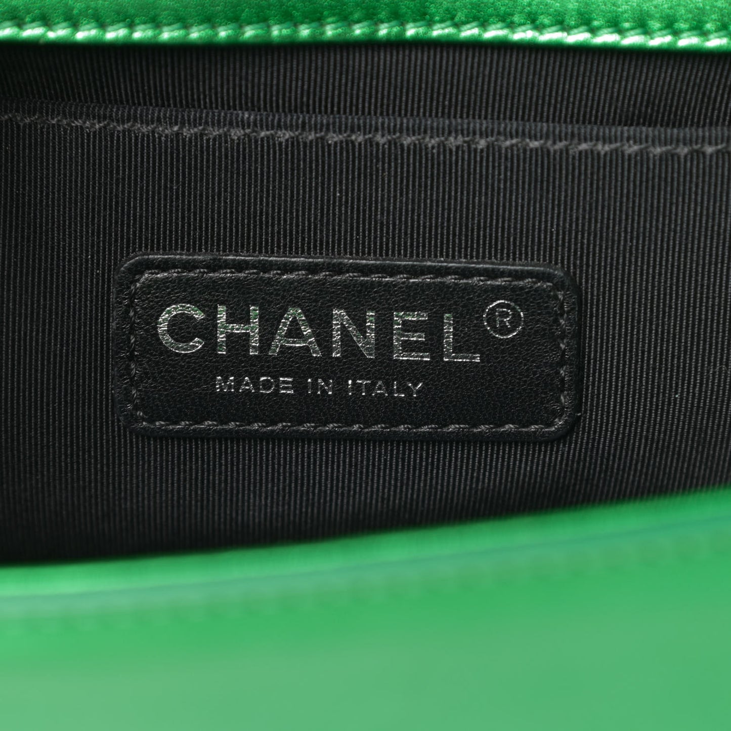Metallic Patent Calfskin Quilted Medium Boy Flap Green