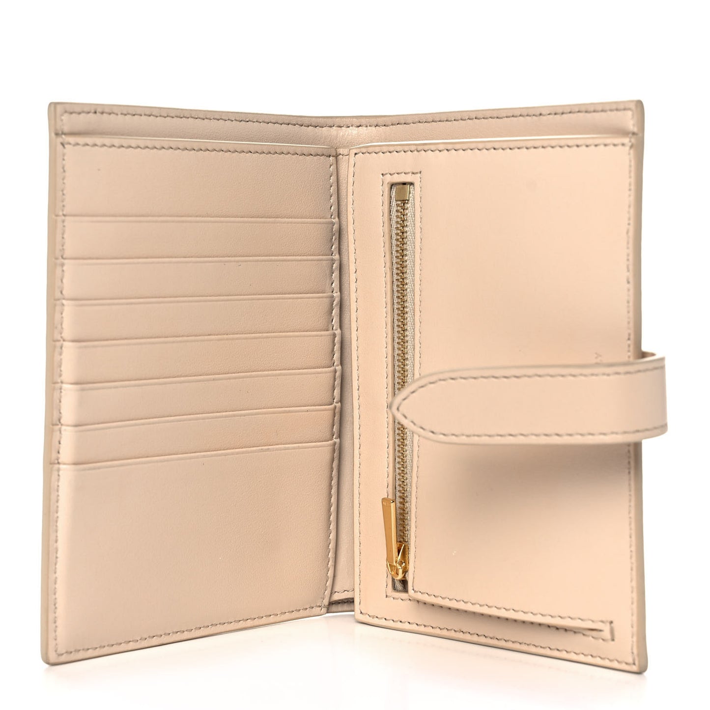 Grained Calfskin Medium Multifunction Strap Wallet Powder