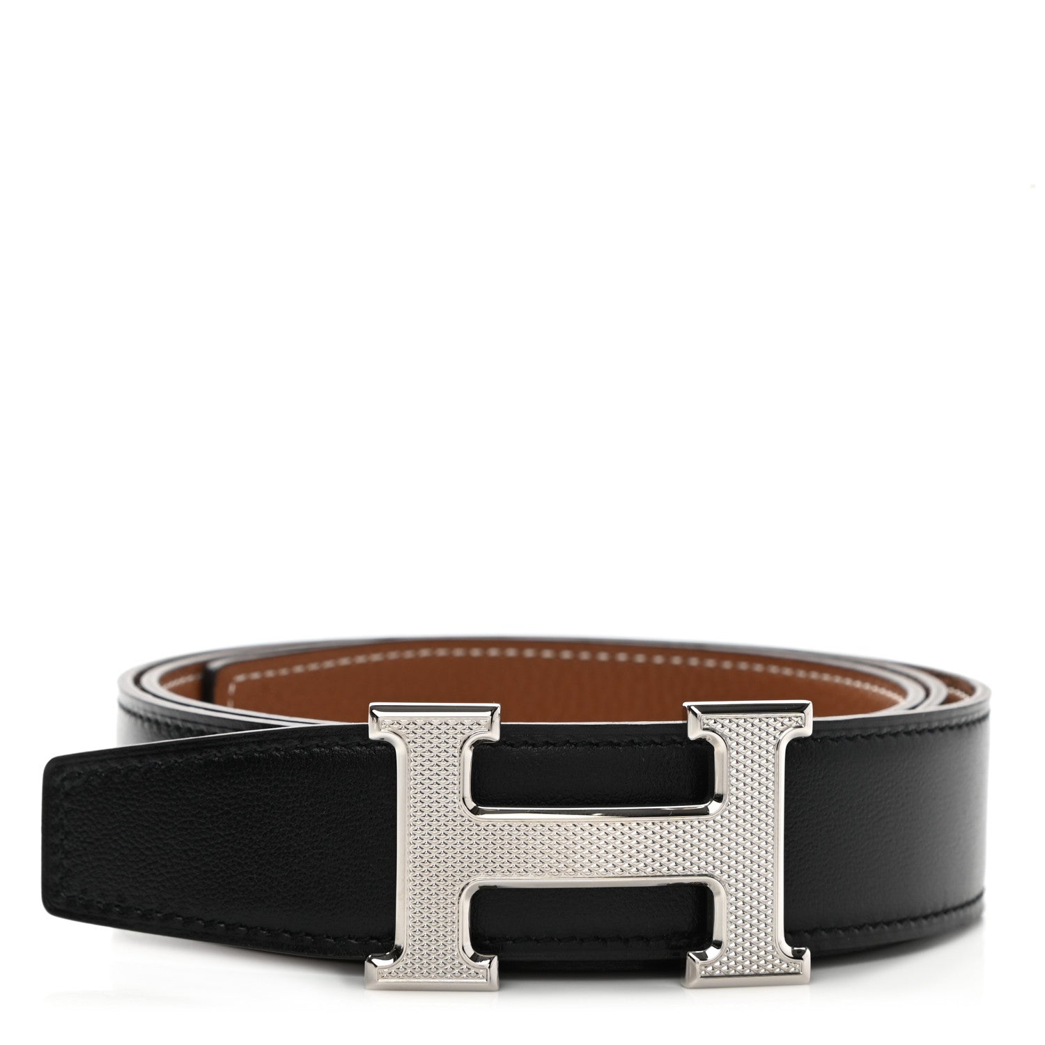 Hermes Box Togo 32mm Guilloche H Belt 90 Black Gold 1 of 6
