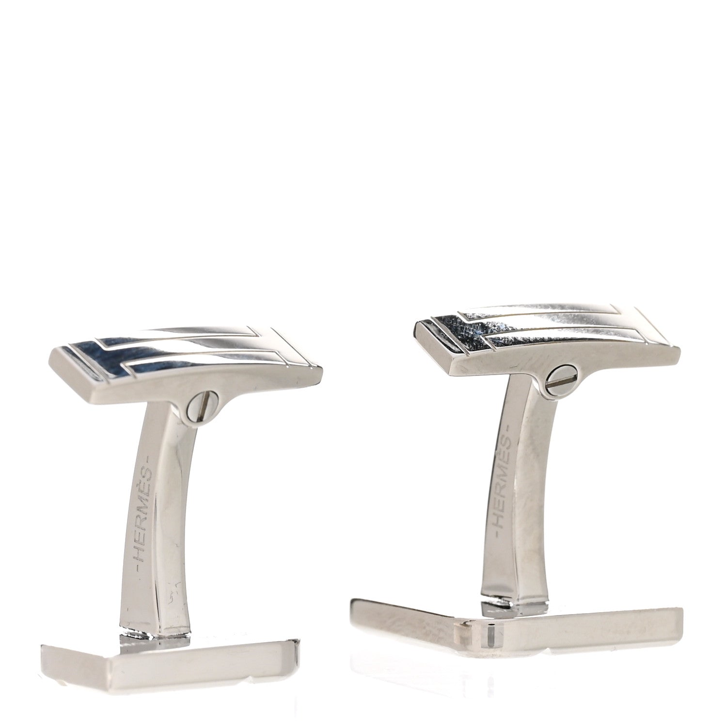 Hermes Palladium Manchette Horse Cufflinks Silver 4 of 7