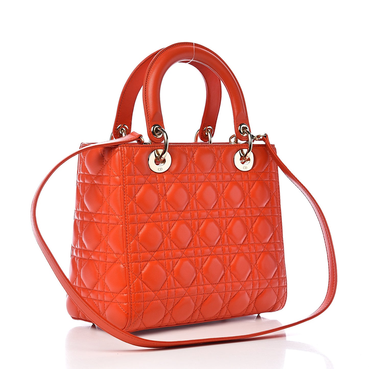 Lambskin Cannage Medium Lady Dior Orange