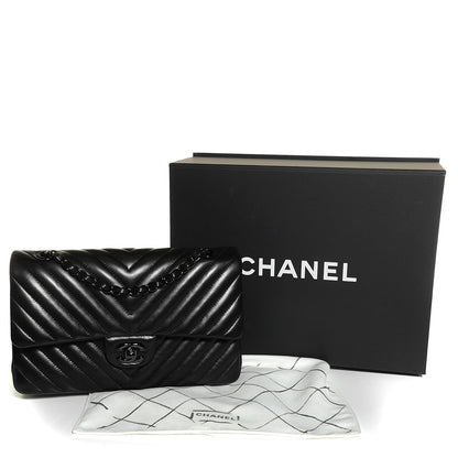 Chanel Lambskin Chevron 11.12 Medium Double Flap So Black 4 of 9