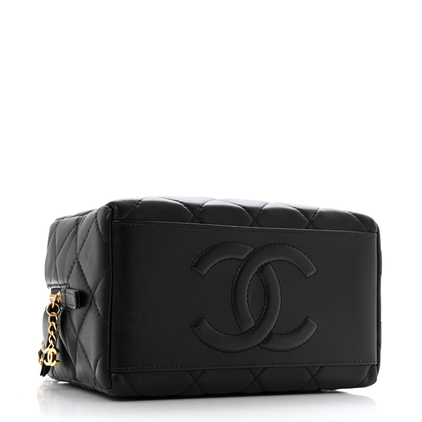 Lambskin Quilted CC Bowling Bag Black