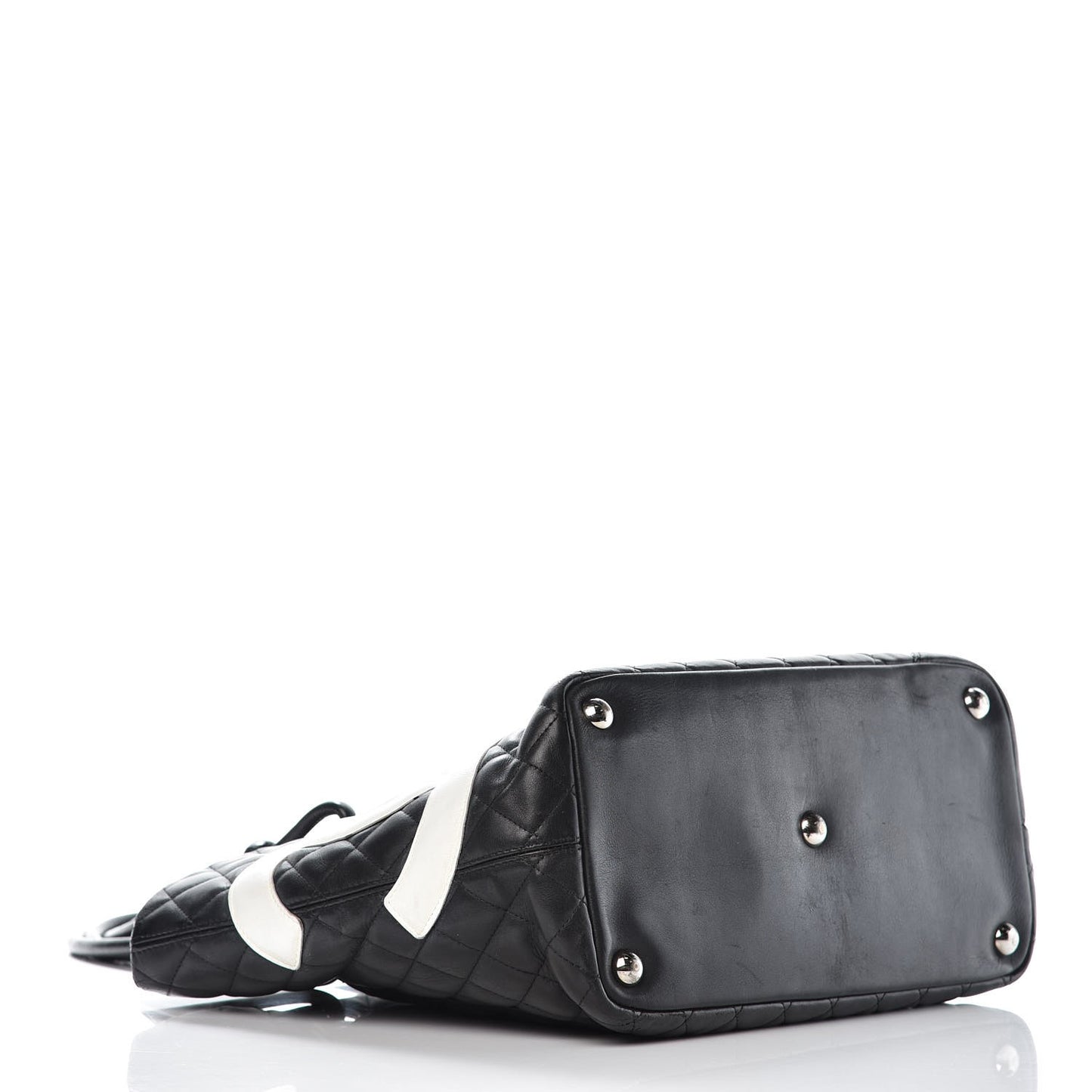 Calfskin Quilted Large Cambon Tote Black White