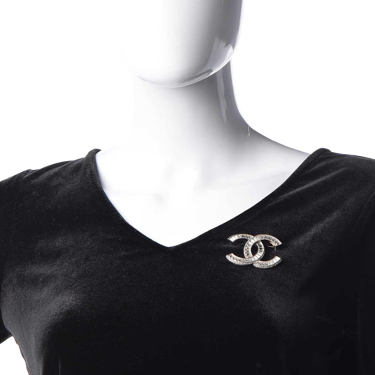 Baguette Crystal CC Brooch Gold