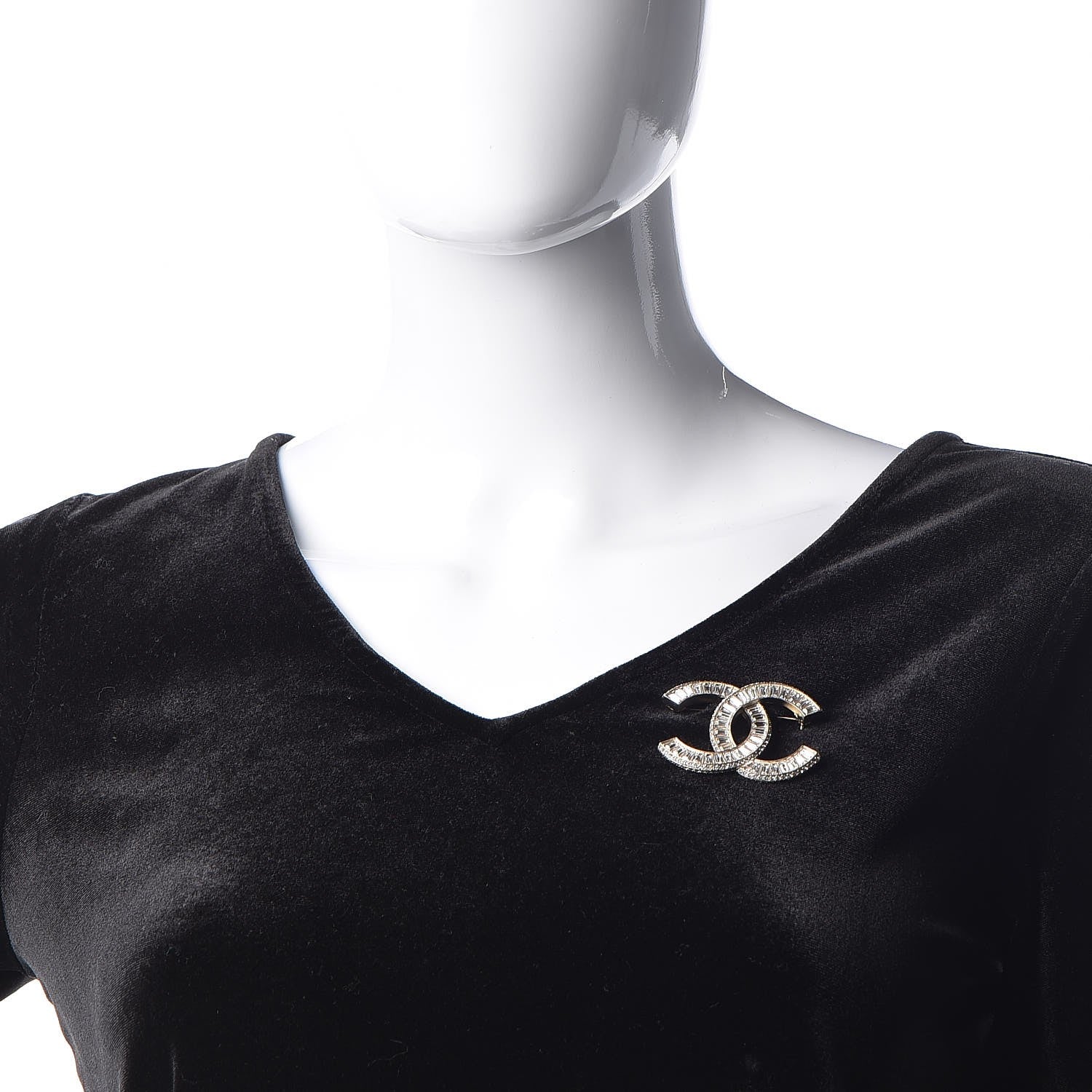 Chanel Baguette Crystal CC Brooch Gold 2 of 4