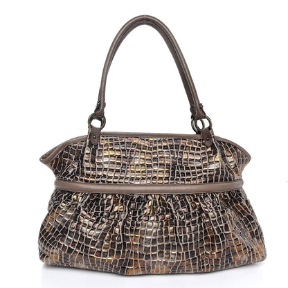 Fendi Metallic Canvas Crocodile Embossed Large Chef Shopper Tote Bronze 1 of 7