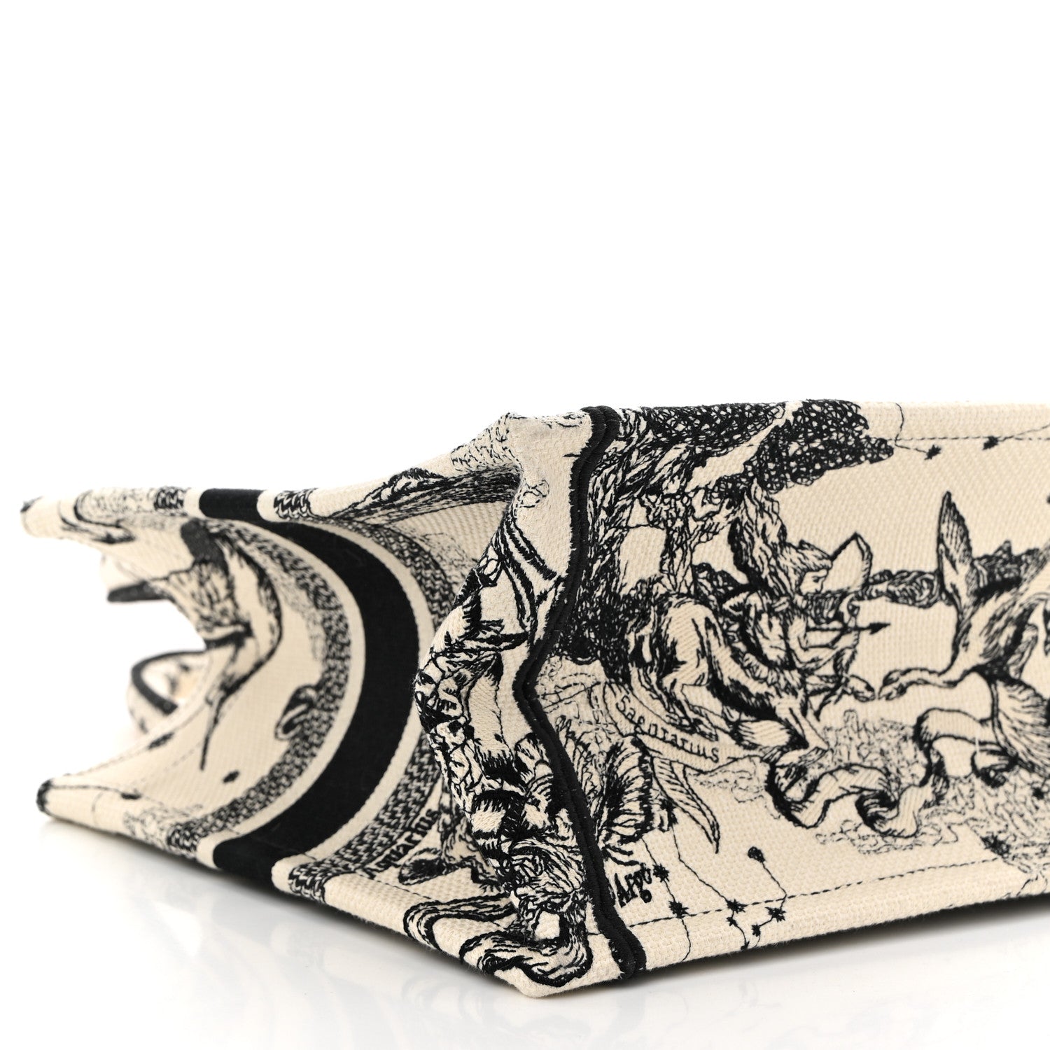 Christian Dior Canvas Embroidered Small Zodiac Toile De Jouy Book Tote Latte 9 of 12