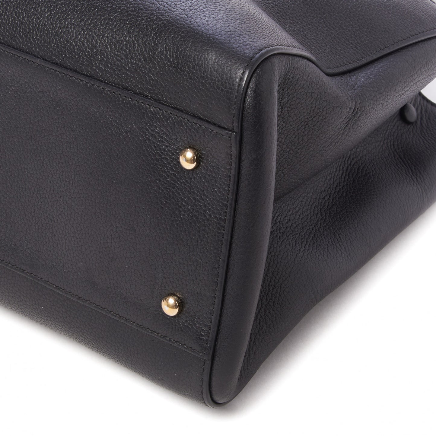 Grained Calfskin Medium Neo Executive Shopper Tote Black