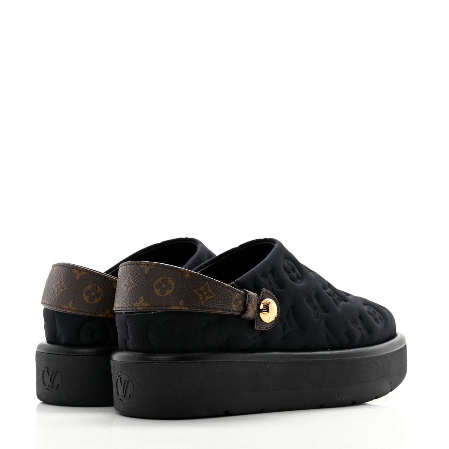 Louis Vuitton Nylon Embossed Monogram Aspen Platform Clog Mules 36 Black 4 of 10