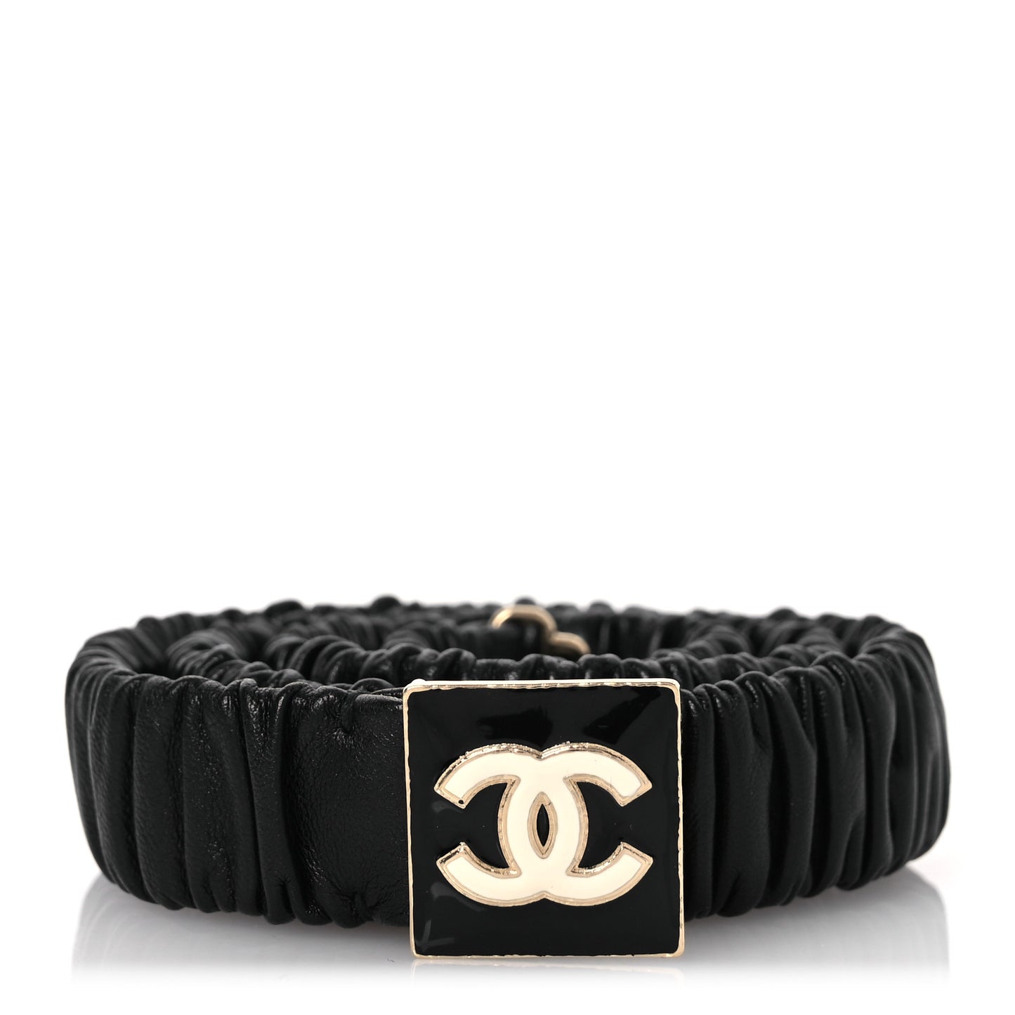 Lambskin Ruched CC Belt 75 30 Black