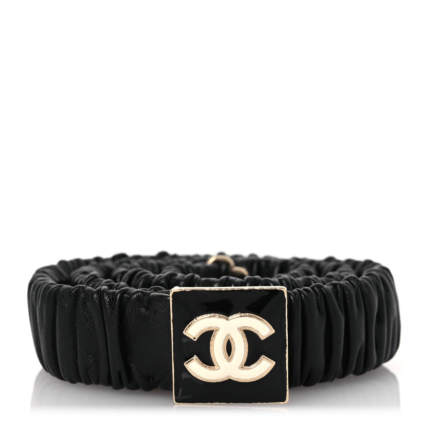 Chanel Lambskin Ruched CC Belt 75 30 Black 1 of 4