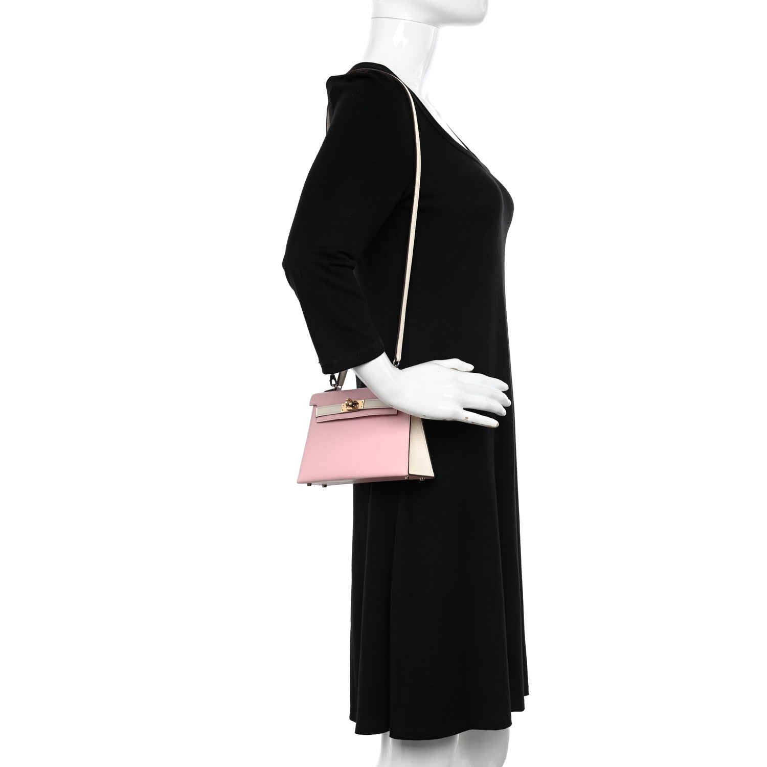 Hermes Chevre Mysore Horseshoe Mini Kelly Sellier 20 Rose Sakura Nata 2 of 11