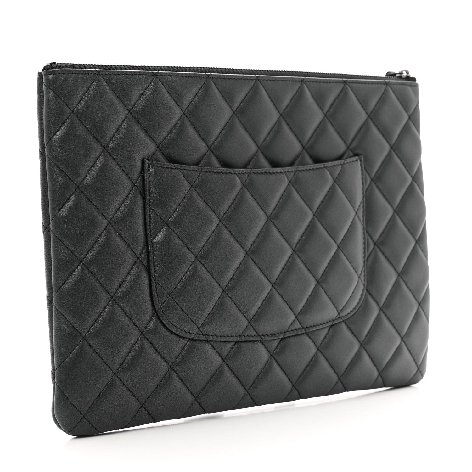 Chanel Pearly Lambskin Quilted Medium Cosmetic Case So Black 3 of 8
