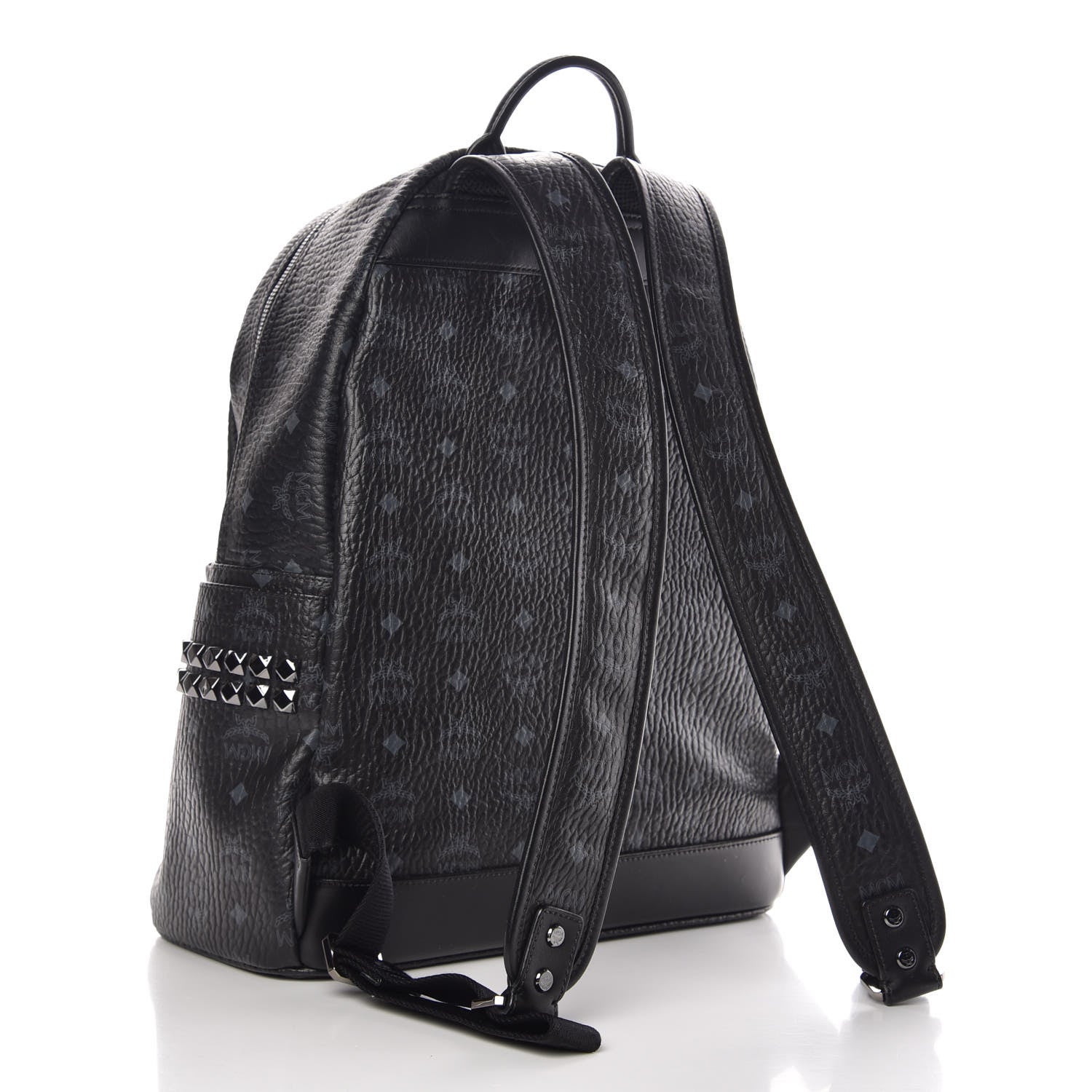 MCM Visetos Medium Side Studs Stark Backpack Black 3 of 10
