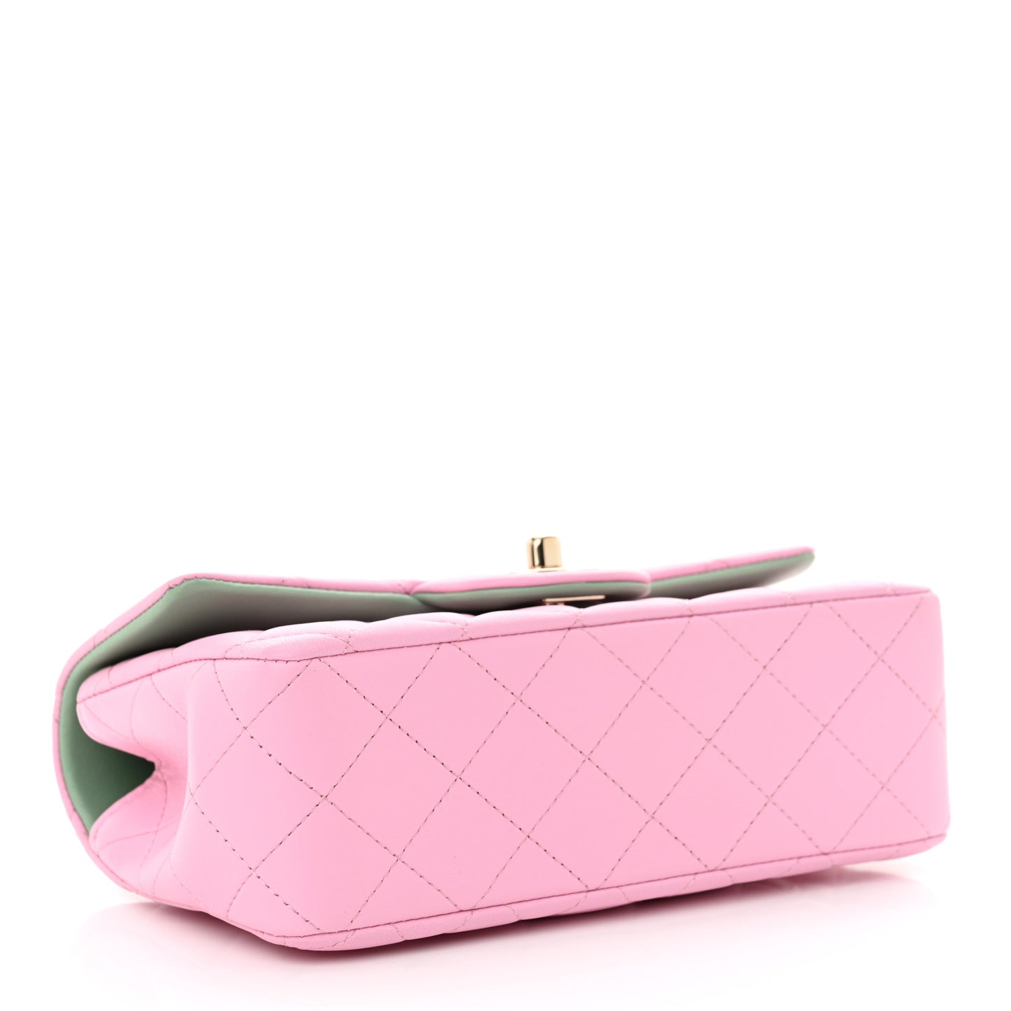 Lambskin Quilted Mini Top Handle Rectangular Flap Pink Green Pink Green