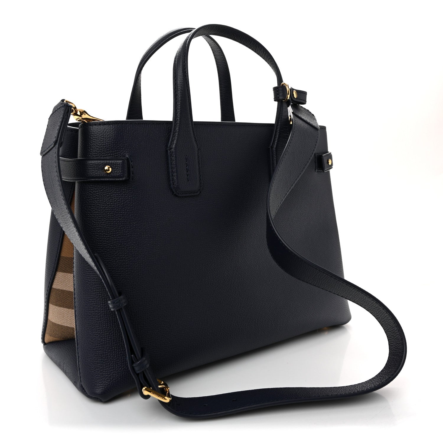 Burberry Derby Calfskin Vintage Check Medium Banner Tote Regency