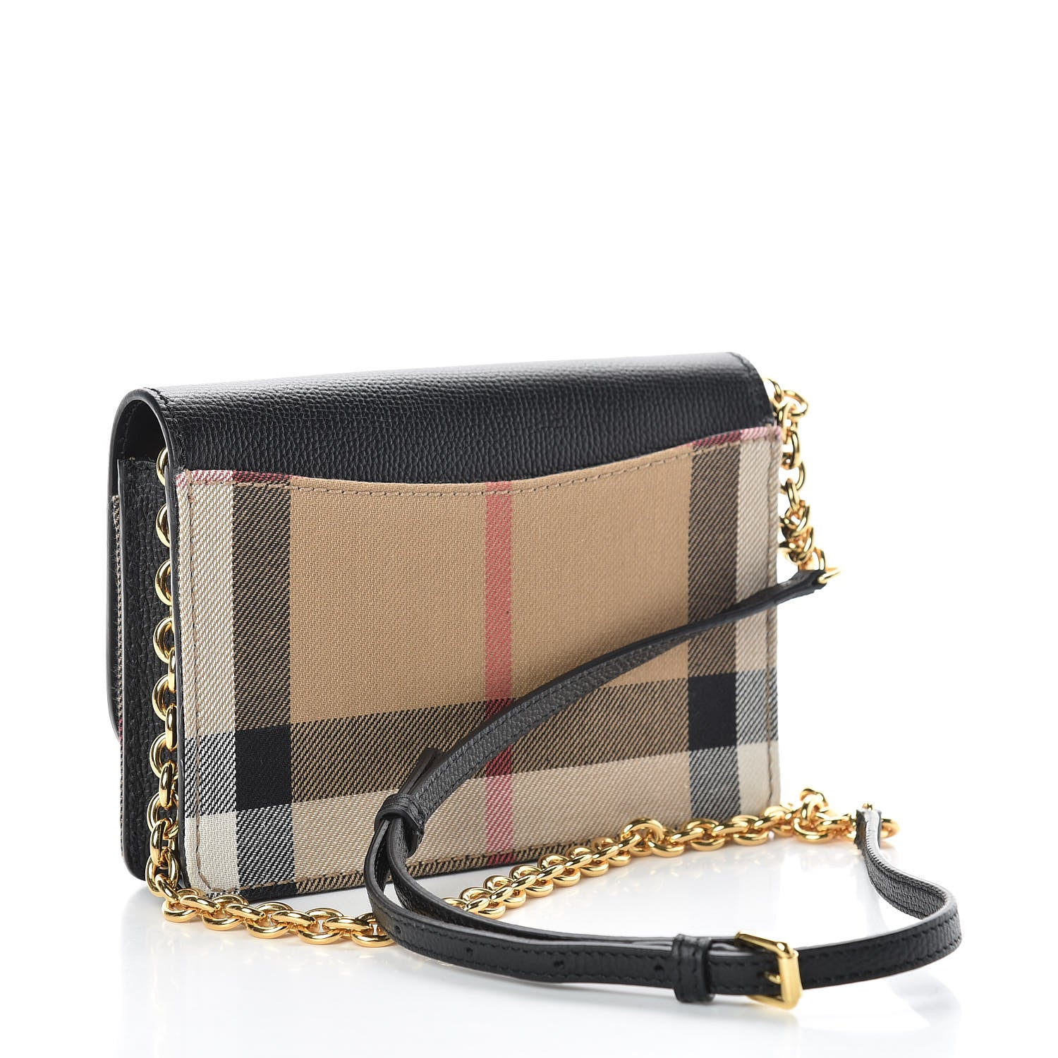 Burberry Derby Calfskin House Check Wallet On Chain Black 3 of 11