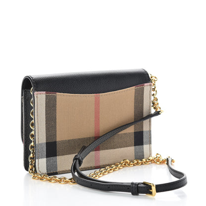 Burberry Derby Calfskin House Check Wallet On Chain Black 3 of 11
