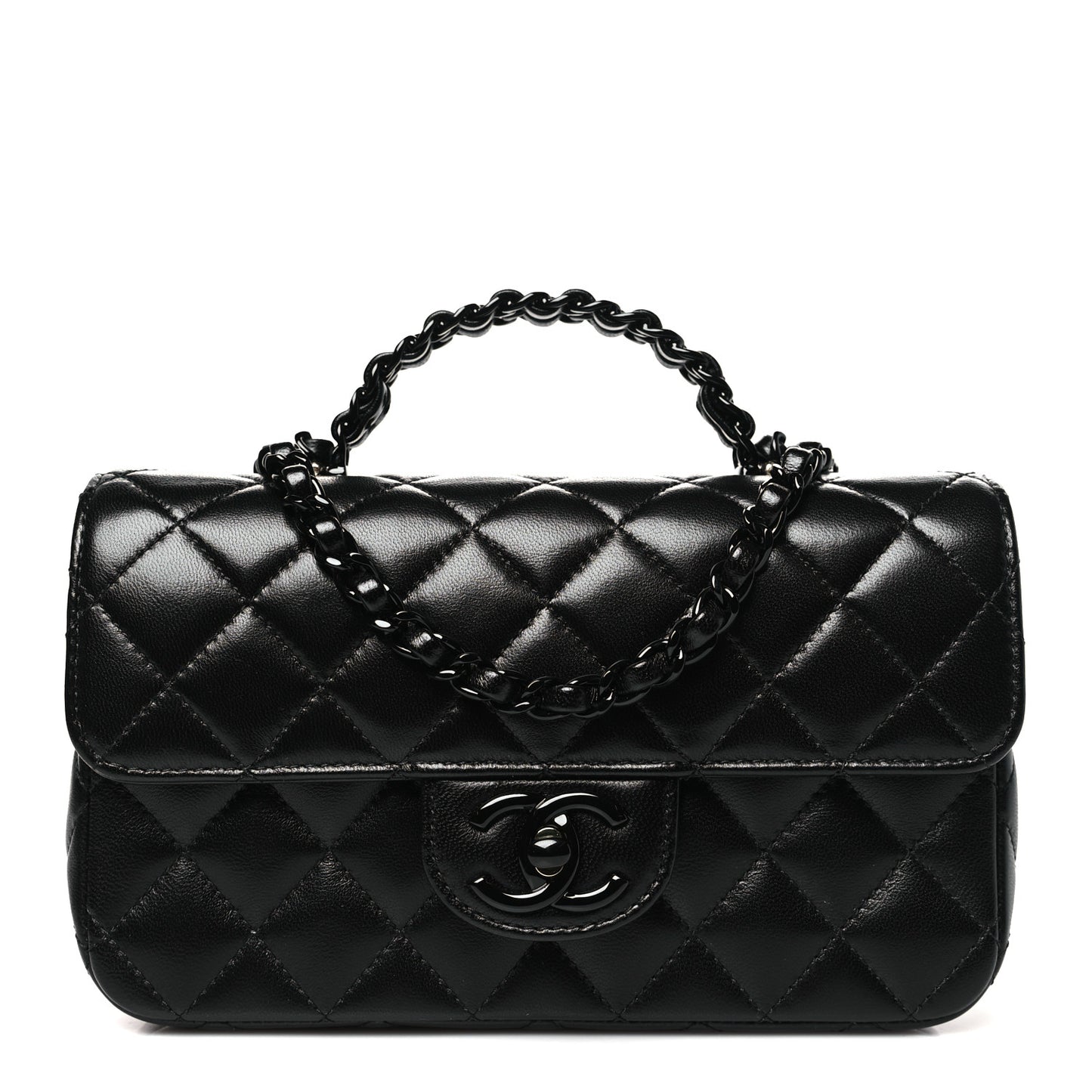 Lambskin Quilted Small Coco Pop Top Handle Flap So Black