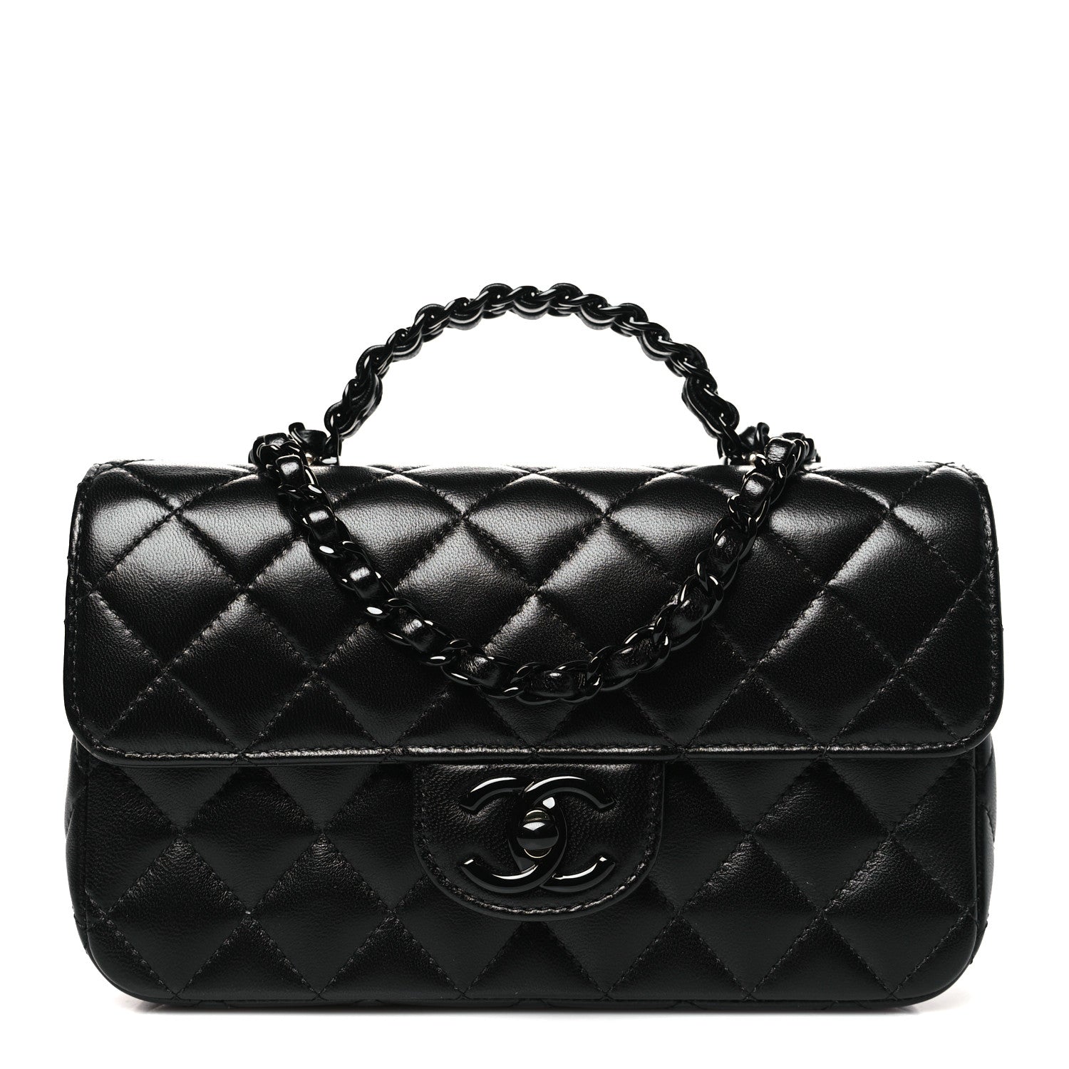 Chanel Lambskin Quilted Small Coco Pop Top Handle Flap So Black 1 of 11