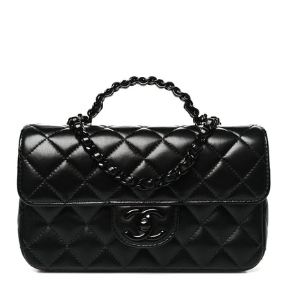 Chanel Lambskin Quilted Small Coco Pop Top Handle Flap So Black 1 of 11